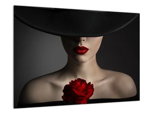 Moderný obraz - žena s ruží